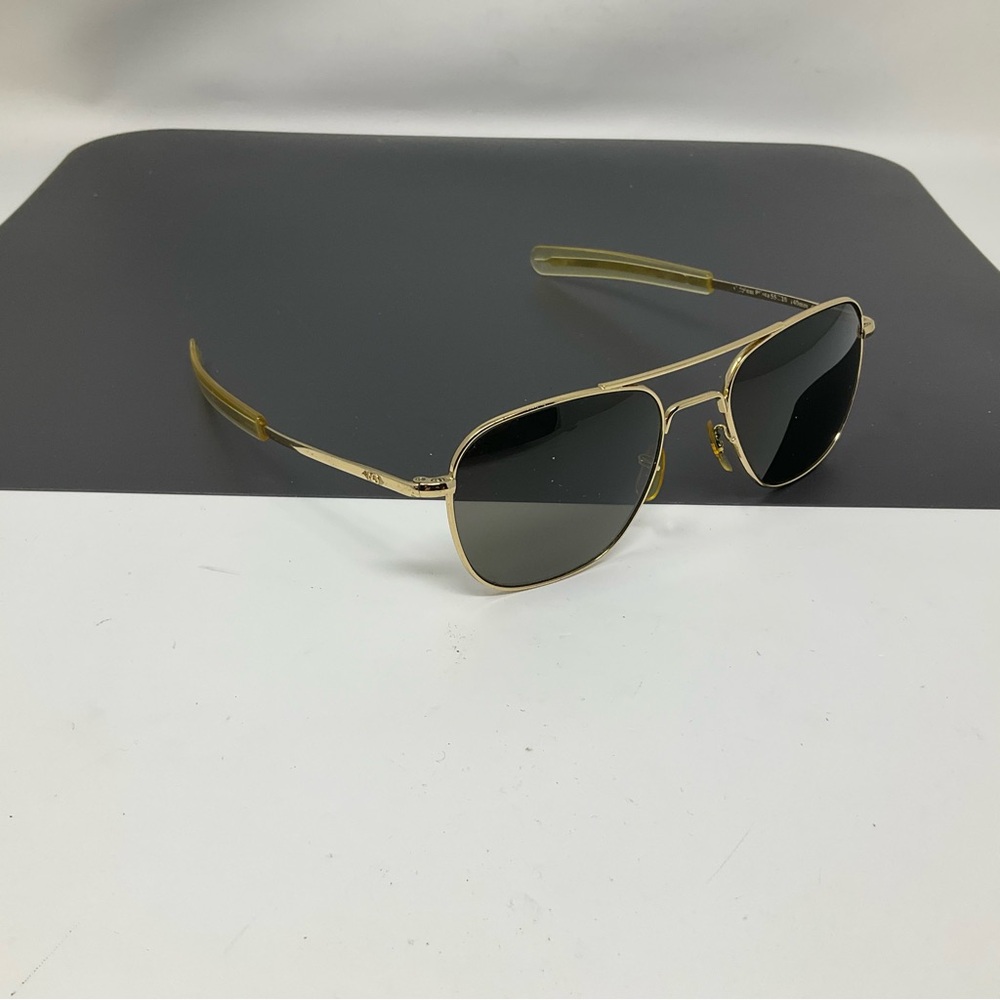 Original American Optical gold Pilot Sunglasses scratches chips on lenses 55mm